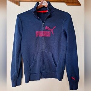 Puma Womens Zip Up Sweatshirt/Jacket Navy Pink Size M